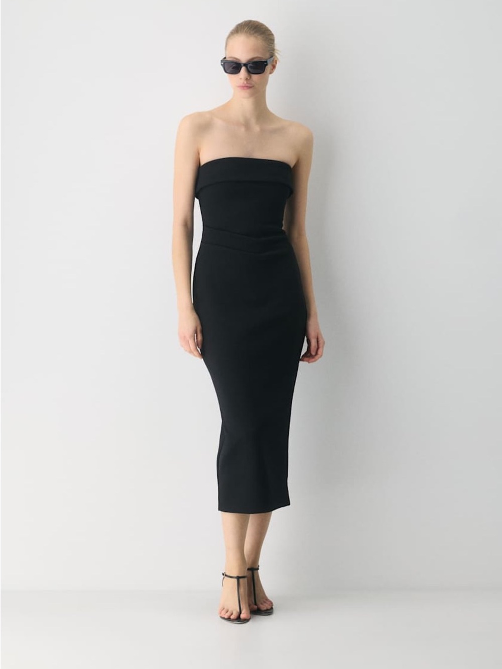 Aritzia Babaton Strapless Black Midi Eyecatcher Dress NWT XS
